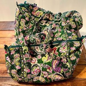 Vera Bradley Large & Small Green Paisley Duffles